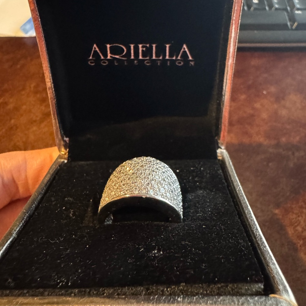 Ariella Silver Pave Encrusted Statement Ring